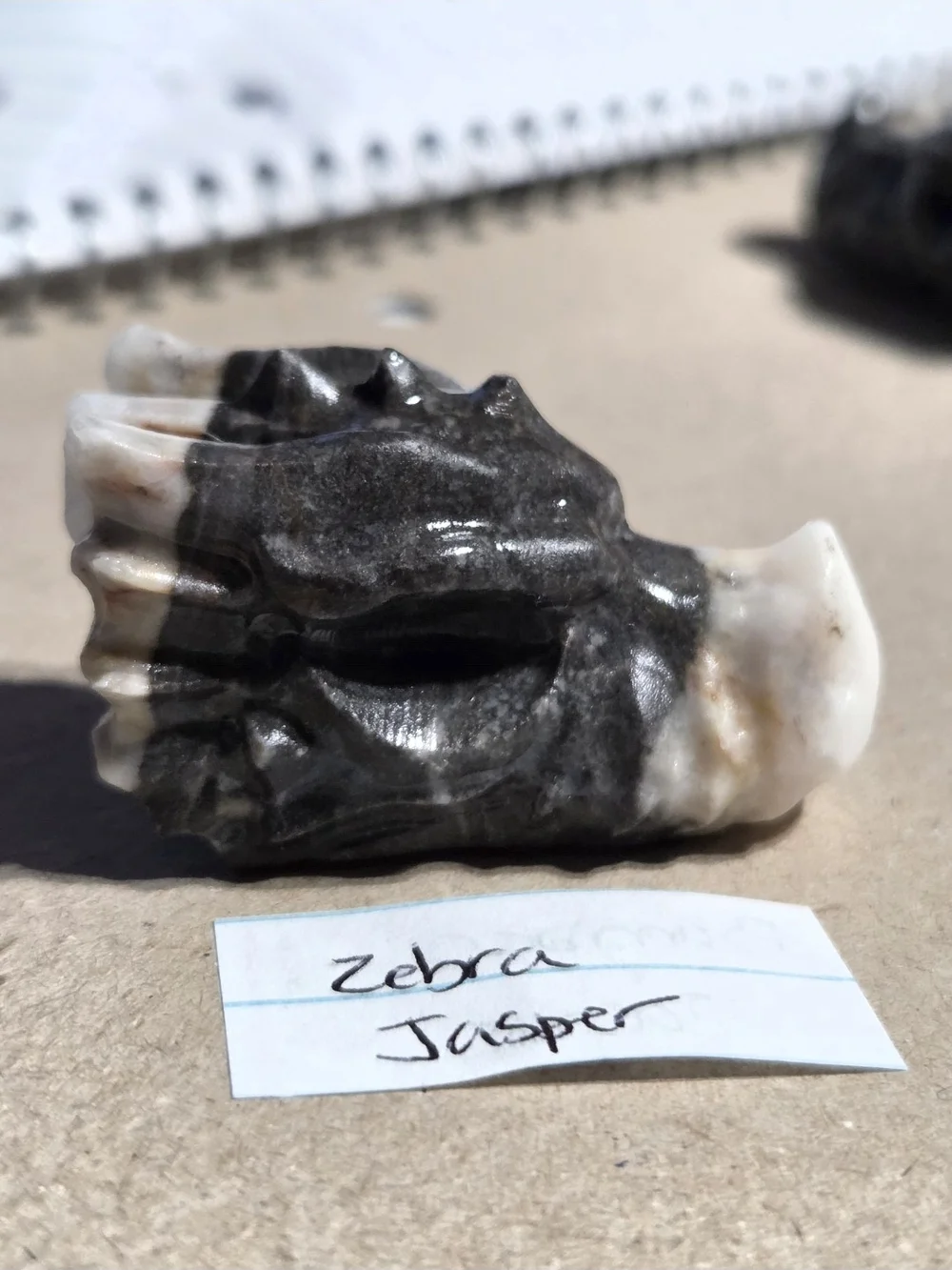 Zebra Jasper Decorative Reptile Ornament - Black & White